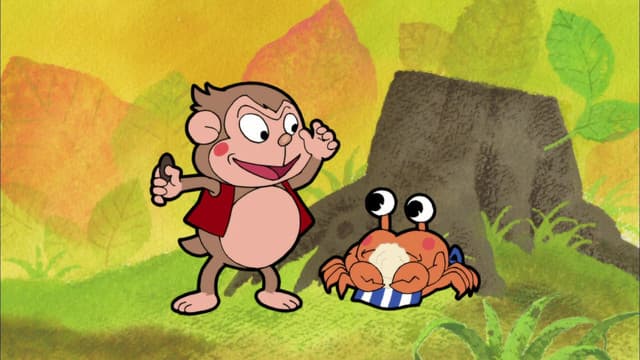 Furusato Saisei: Nippon no Mukashi Banashi, Monkey and Crab / Greedy Kihachi / The Spider's Twill